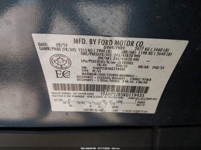 2019 FORD TAURUS LIMITED 9