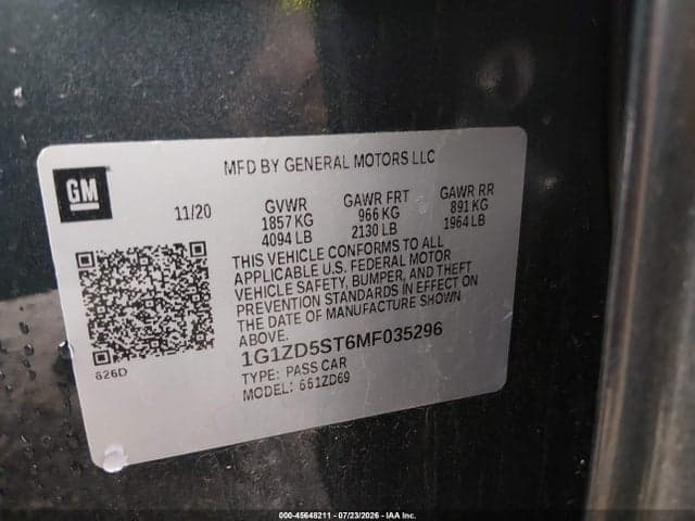 2021 CHEVROLET MALIBU FWD LT 9