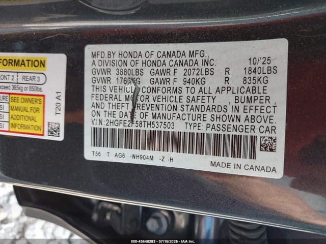 2026 HONDA CIVIC SPORT 9