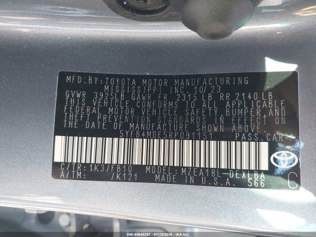 2024 TOYOTA COROLLA LE 9