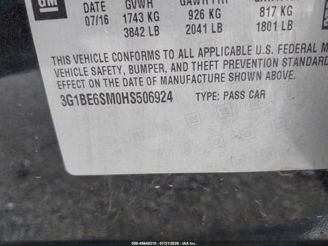 2017 CHEVROLET CRUZE LT AUTO 9