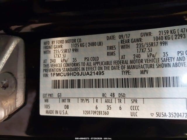2018 FORD ESCAPE SEL 9