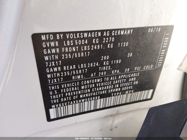 2017 VOLKSWAGEN TIGUAN 2.0T WOLFSBURG EDITION 9