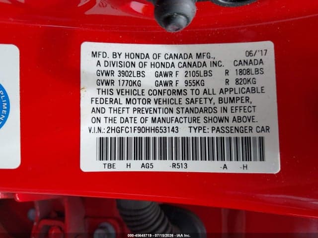 2017 HONDA CIVIC TOURING 9