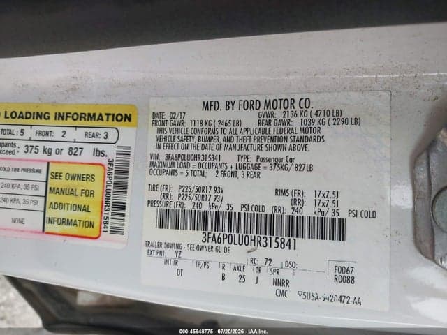 2017 FORD FUSION HYBRID SE 9