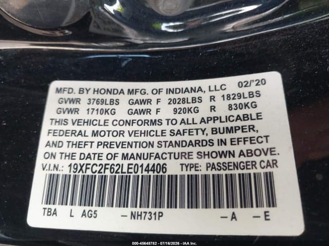 2020 HONDA CIVIC LX 9