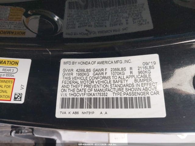 2019 HONDA ACCORD LX 9