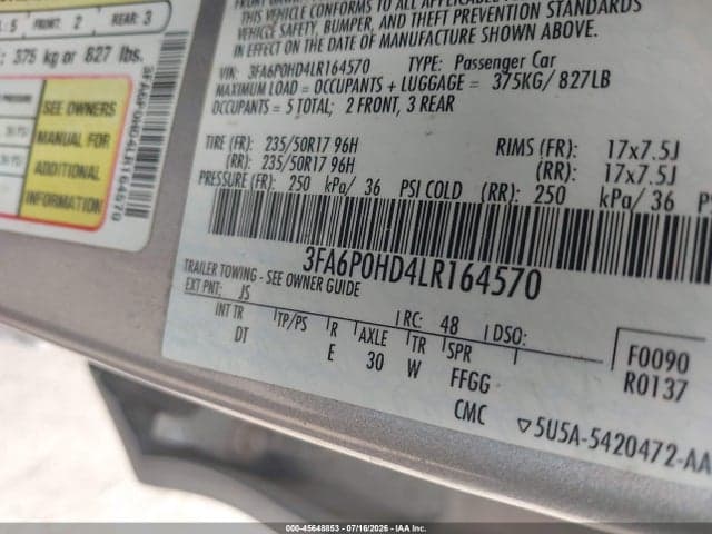 2020 FORD FUSION SE 9