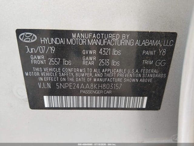 2019 HYUNDAI SONATA ECO 9