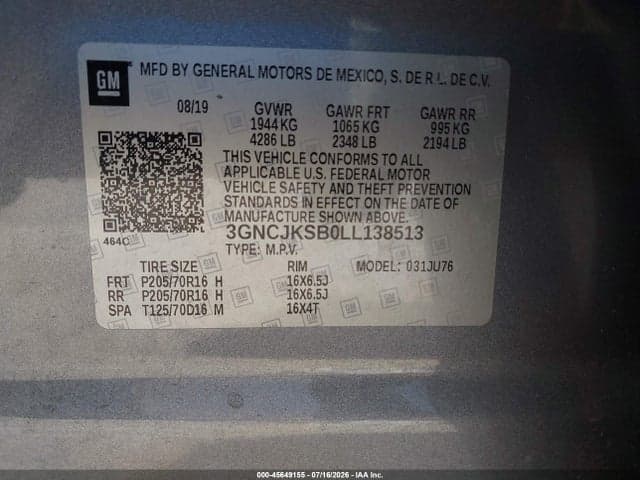 2020 CHEVROLET TRAX FWD LS 9