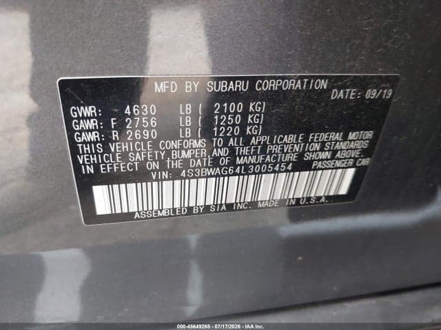 2020 SUBARU LEGACY SPORT 9