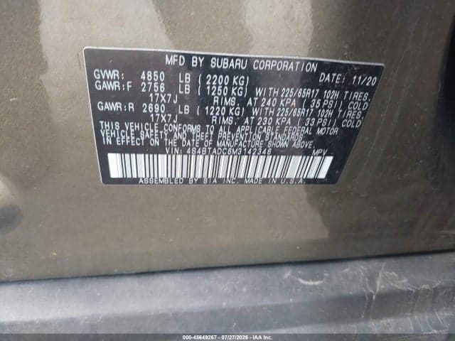 2021 SUBARU OUTBACK PREMIUM 9
