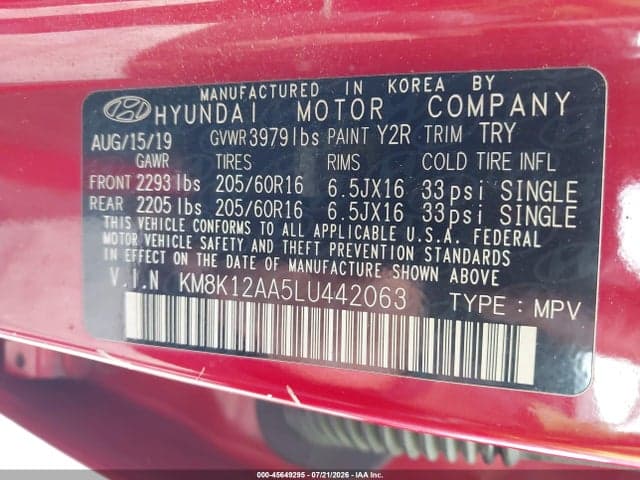 2020 HYUNDAI KONA SE 9