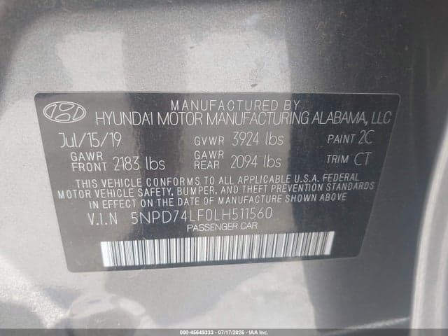 2020 HYUNDAI ELANTRA SE 9