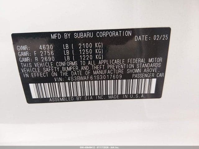 2025 SUBARU LEGACY PREMIUM 9