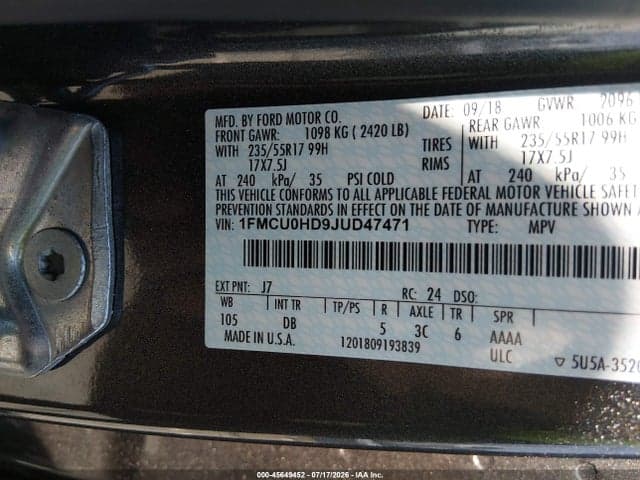 2018 FORD ESCAPE SEL 10
