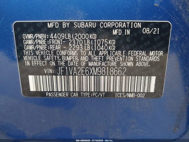 2021 SUBARU WRX STI 9