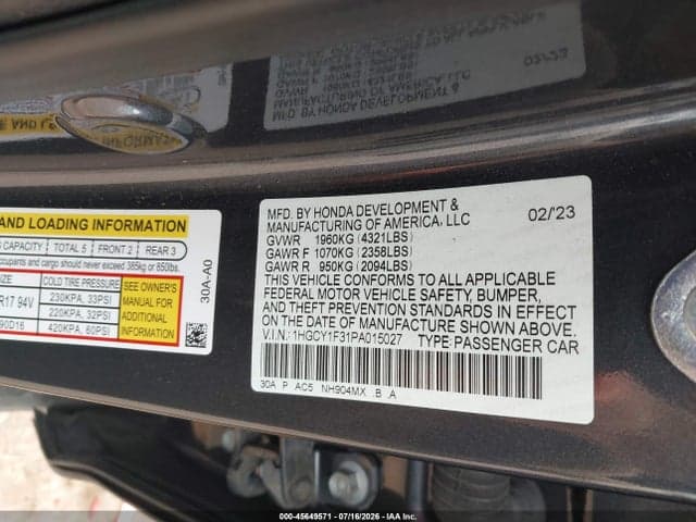2023 HONDA ACCORD EX 9