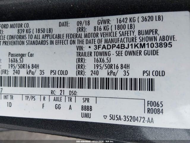 2019 FORD FIESTA SE 9