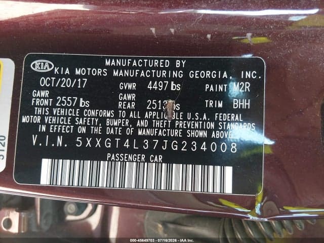 2018 KIA OPTIMA LX 9