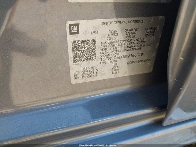 2021 GMC SIERRA 1500 4WD STANDARD BOX ELEVATION 9