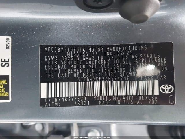 2025 TOYOTA COROLLA LE 9