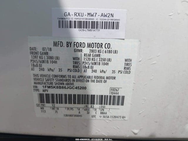 2018 FORD EXPLORER 9