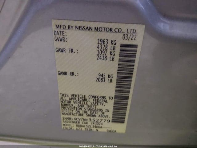 2022 NISSAN ALTIMA SR FWD 9