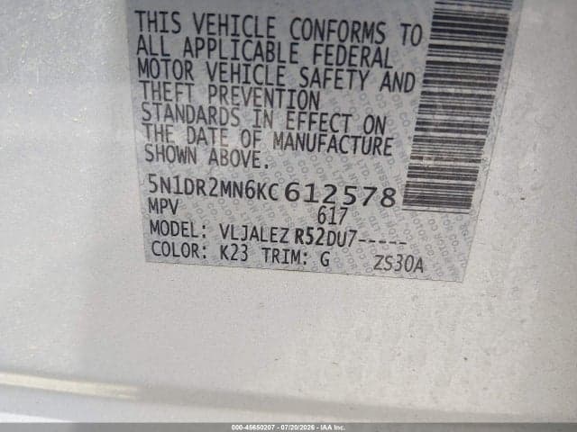 2019 NISSAN PATHFINDER SV 9