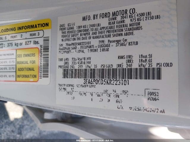 2019 FORD FUSION SEL 9