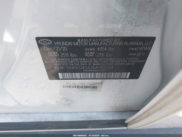 2021 HYUNDAI SONATA SE 9