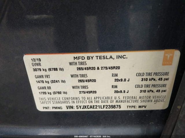 2020 TESLA MODEL X LONG RANGE DUAL MOTOR ALL-WHEEL DRIVE/LONG RANGE PLUS DUAL MOTOR ALL-WHEEL DRIVE 9