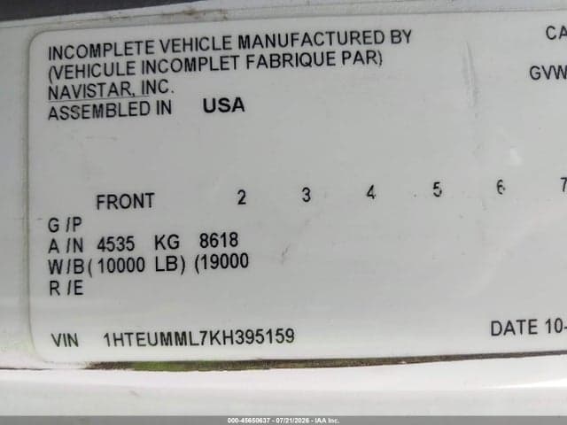 2019 INTERNATIONAL MV 8