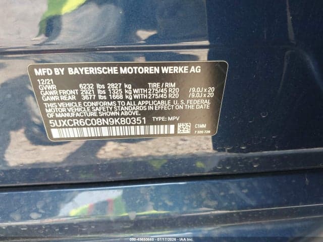 2022 BMW X5 XDRIVE40I 9