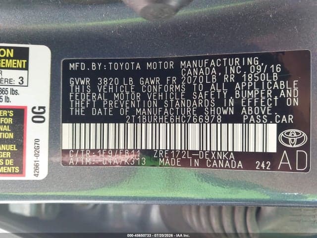 2017 TOYOTA COROLLA LE 9