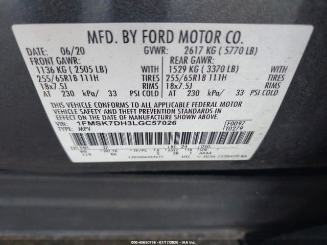 2020 FORD EXPLORER XLT 9