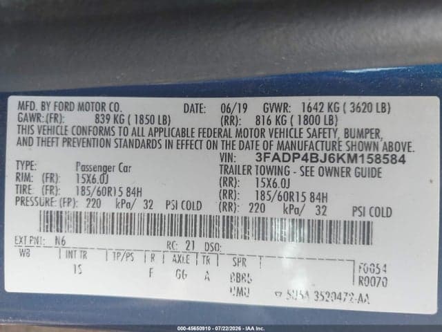 2019 FORD FIESTA SE 9