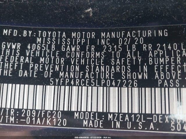 2020 TOYOTA COROLLA SE 9