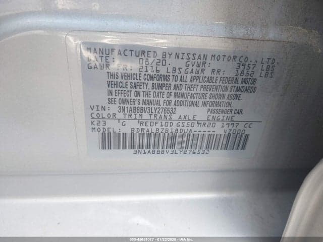 2020 NISSAN SENTRA S XTRONIC CVT 9