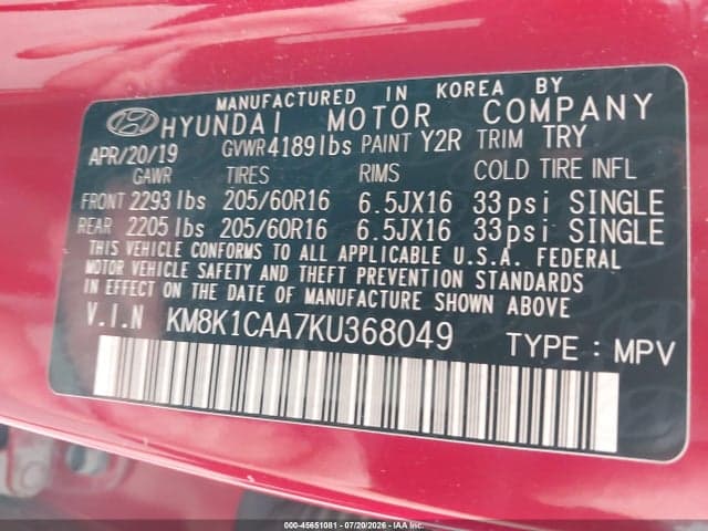 2019 HYUNDAI KONA SE 9