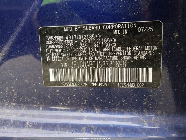 2025 SUBARU IMPREZA BASE 5-DOOR 9