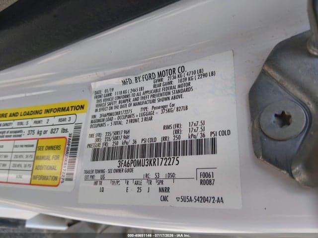 2019 FORD FUSION HYBRID SEL 9