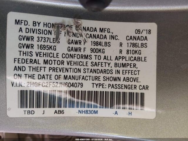 2018 HONDA CIVIC LX 9