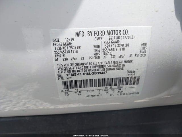 2020 FORD EXPLORER XLT 9