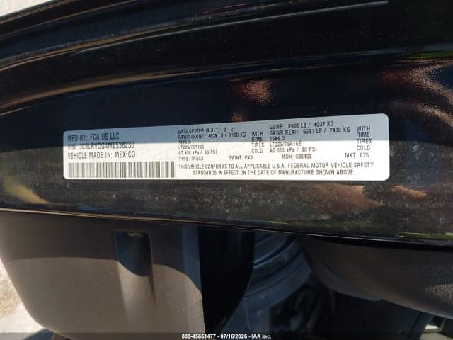 2021 RAM PROMASTER 2500 HIGH ROOF 159 WB 9