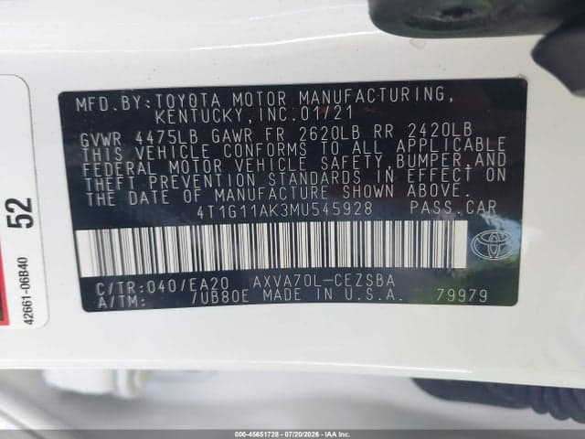 2021 TOYOTA CAMRY SE 9