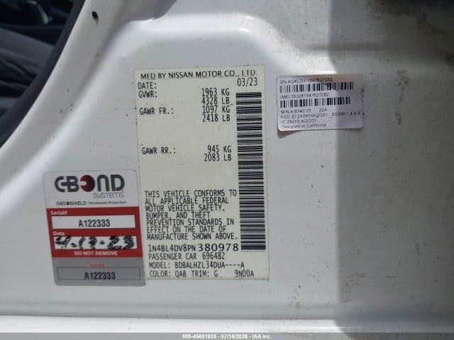 2023 NISSAN ALTIMA SV FWD 9