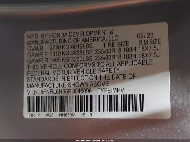 2023 HONDA ODYSSEY EX-L 9
