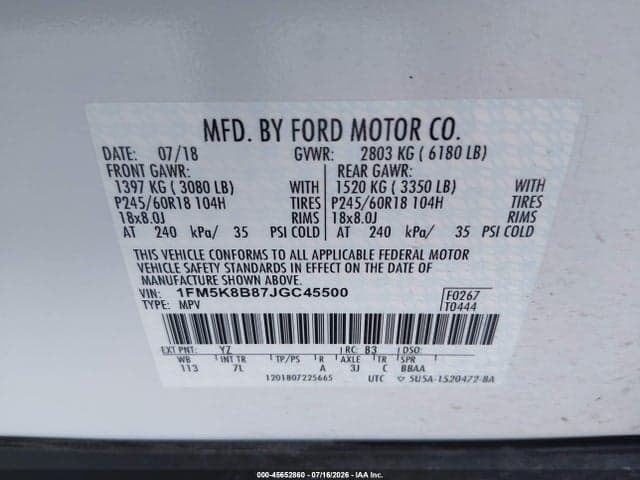 2018 FORD EXPLORER 9