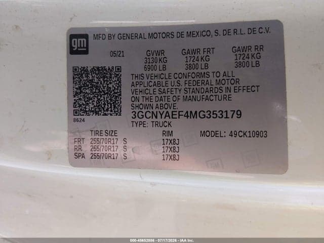 2021 CHEVROLET SILVERADO 1500 4WD LONG BED WT 9